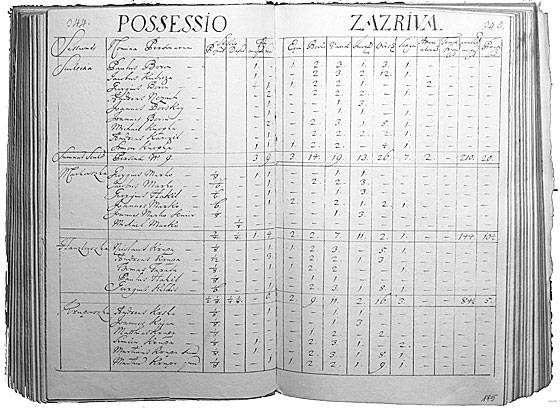 Súpis obyvateľov obce Zázrivá z r. 1715. V tabuľke sú uvedené aj počty dobytka, ktoré rodiny vlastnili.